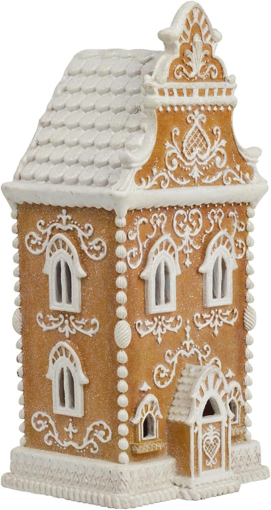 Braxio Gingerbread House Decoration with LED Light - Festive Indoor Holiday Decor, 6.5 x 5.5 x 13.5 Inch
