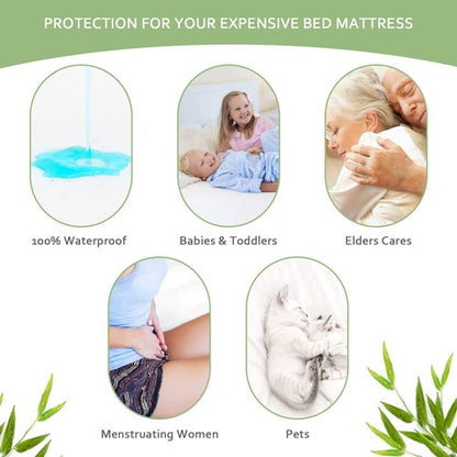 Waterproof Mattress Protector Twin Size, Skin Friendly and Breathable Twin Mattress Cover for Kids, Viscose Jersey Mattress Pad with 14" Deep Pocket