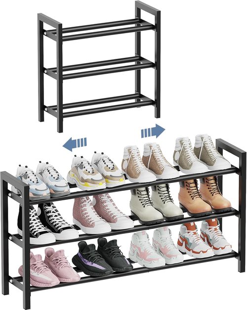 Mavivegue Expandable Shoe Rack - 3-Tier Adjustable Organizer for Closet & Entryway | 18-33” Size