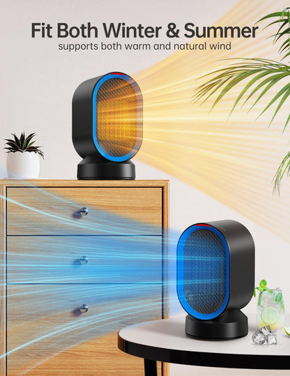 TABYIK Electric Space Heater - Portable 45° Oscillating Indoor Heater for Home & Office | Black