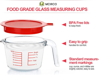 Skiennix 8-Piece Deep Glass Baking Dish Set with Lids & 6 Glass Measuring Cups for Cooking | Kitchen Essentials