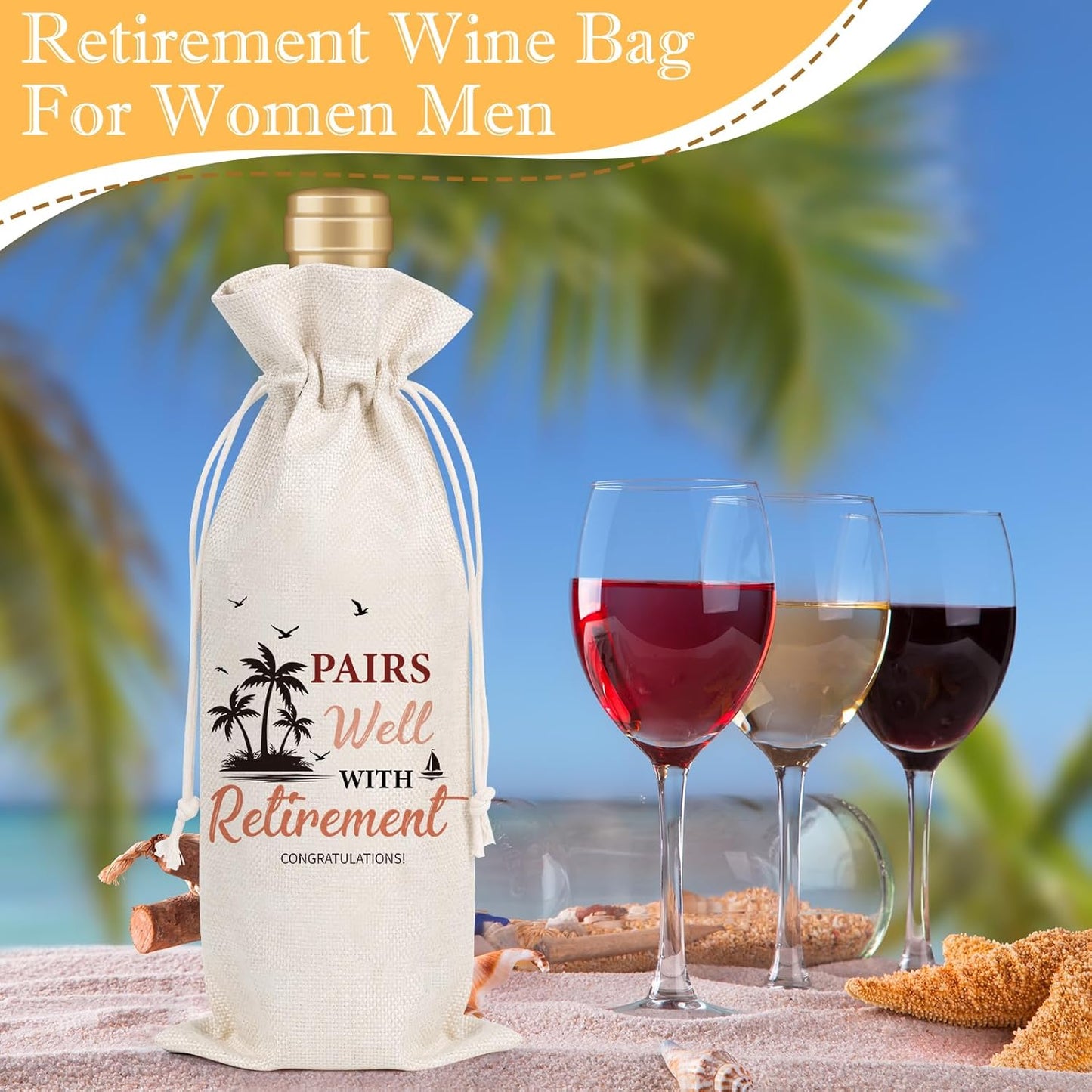 Wxiben Retirement Wine Gift Bag - Retired Gifts for Women Men Pairs Well With Retirement Wine Bottle Bags Farewell Leaving Gift for Retired Teacher Employees Friend Coworkers Boss Nurse Doctor