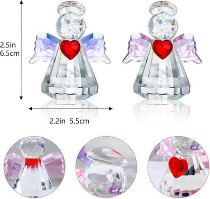 HDCRYSTALGIFTS Crystal Guardian Angel Figurines - 2.5'' Glass Ornaments for Valentine's Day Gifts
