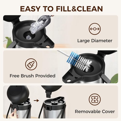 Coffee Carafe for Keeping Hot - 85OZ / 2.5L Airpot Coffee Dispenser with Pump - Large Coffee Thermos for Hot Drinks Tea Liquid - Insulated Stainless Steel Hot Water Beverage Dispenser Urn for Parties