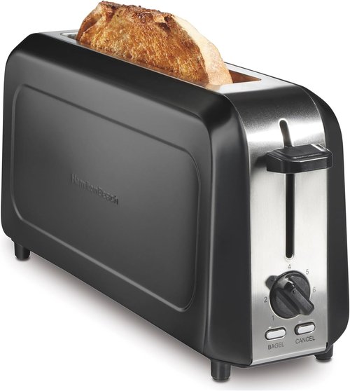 Hamilton Beach 2-Slice Toaster - Extra Wide Long Slot, 7 Browning Shades, Bagel Function, Black