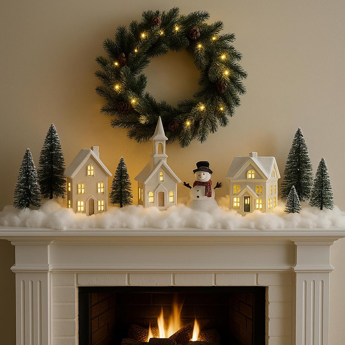 Skiennix Christmas Fake Snow Decor - Fluffy Flame Resistant Indoor Cotton Snow Blanket | 5.6oz for Holiday Crafts & Decorations