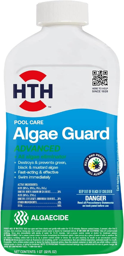 HTH 67084 Algae Guard - Advanced All Algae Eliminator for Crystal Clear Pools | 32 fl oz
