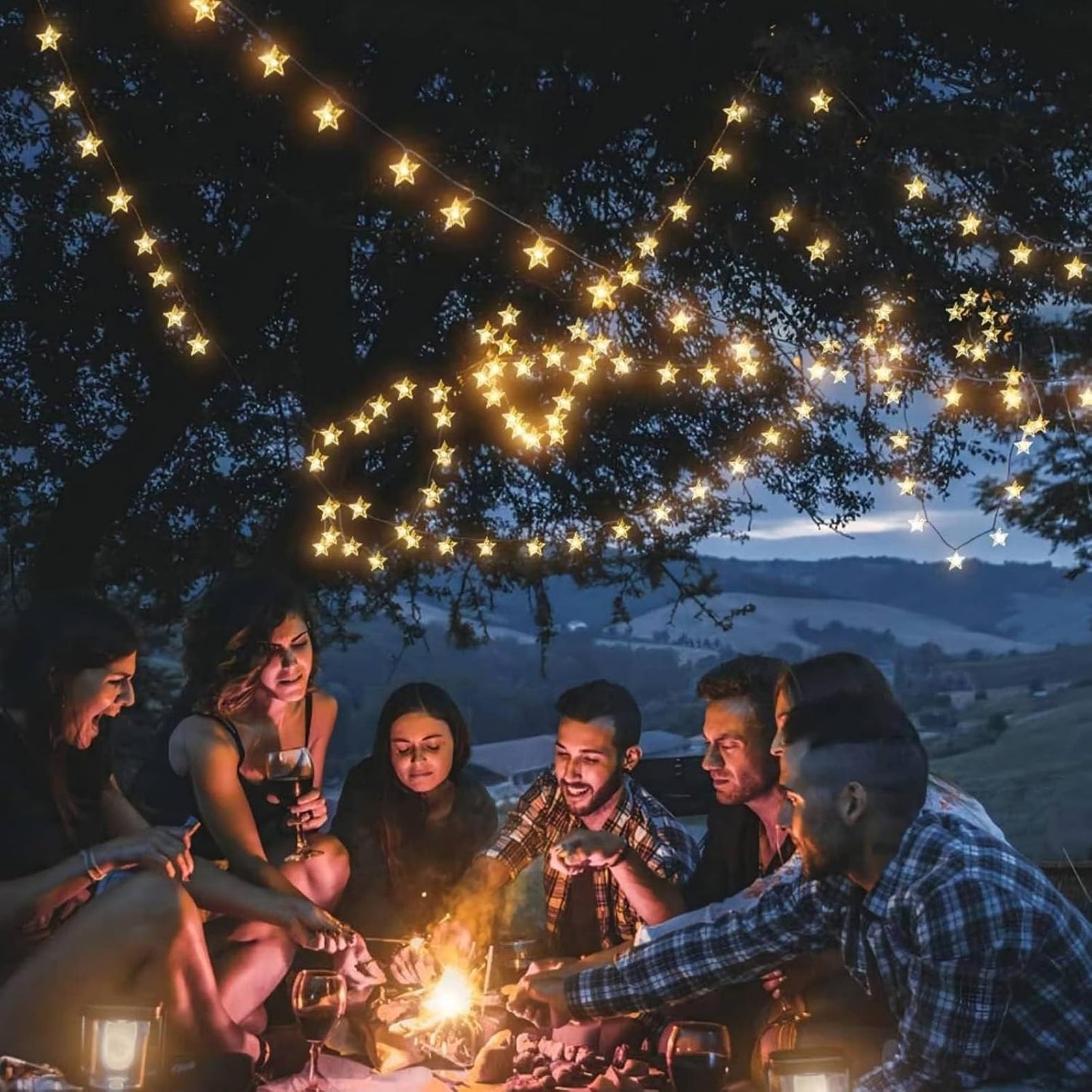 Star String Lights - 20 FT 40 LED Battery Operated Twinkle Lights | Warm White Star Fairy Lights for Home, Bedroom, and Outdoor Decor