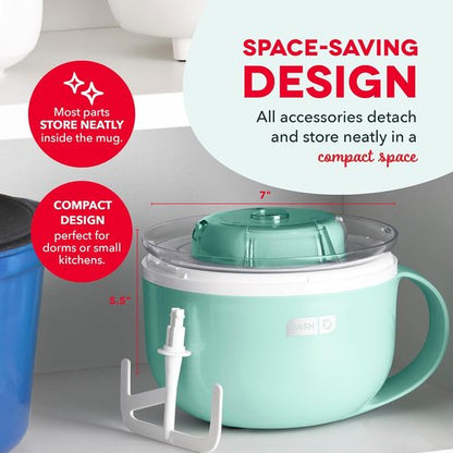Dash My Mug Ice Cream Maker - Create Delicious Gelato, Frozen Yogurt & Sorbet - Easy Clean, Aqua, 2 Bowls