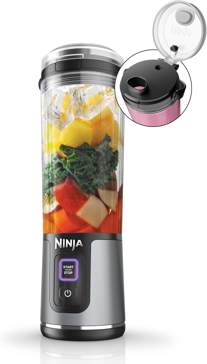 Ninja Portable Blender - Cordless 18oz Personal Blender for Smoothies & Shakes | BPA-Free, Leakproof, USB-C Rechargeable, Black