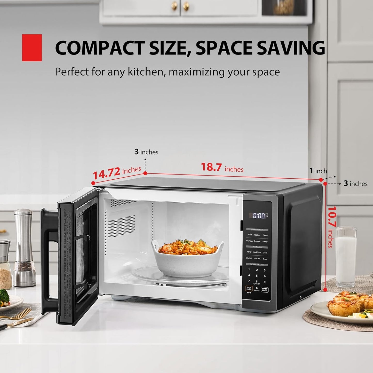 TOSHIBA Countertop Microwave Oven - 0.9 Cu Ft, 900W, Mute Function & Child Lock | Black Stainless Steel