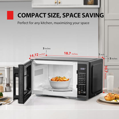 TOSHIBA Countertop Microwave Oven - 0.9 Cu Ft, 900W, Mute Function & Child Lock | Black Stainless Steel