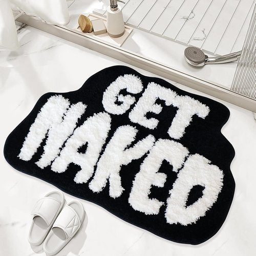 Get Naked Bath Mat - Ultra Soft Non-Slip Bathroom Rug | Cute Black Shower Floor Mat