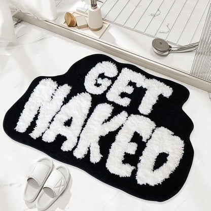 Get Naked Bath Mat - Ultra Soft Non-Slip Bathroom Rug | Cute Black Shower Floor Mat
