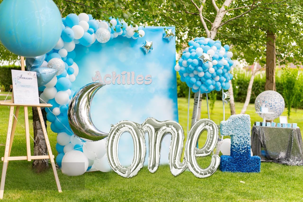 Silver One Balloons - Giant 1st Birthday Decorations for Boys & Girls | Perfect for 1 Year Old Celebrations