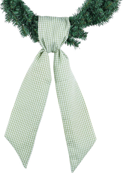 Regine Switzerland Green & White Gingham Wreath Sash - 5.12" Wide x 54.33" for Spring & Easter Decor