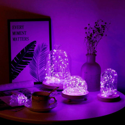 VOOKRY 30 LED Fairy Lights - 10 ft Purple Battery Operated Waterproof String Lights for Weddings & Parties