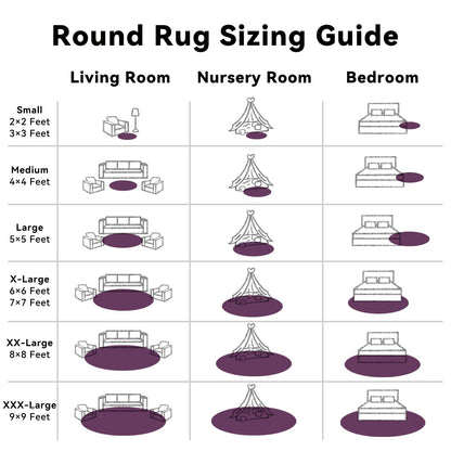 OLANLY Dark Purple Round Rugs for Bedroom - Machine Washable, 9 ft Circle Area Rugs for Living Room, Soft and Fluffy Shaggy Carpet for Teen Girl and Boys, Nursery Rooms, Dorms, Home Decor Aesthetic