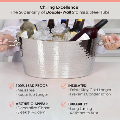 BREKX Double-Walled Insulated Steel Ice Bucket with 4 Champagne Flutes Combo Set - Champagne Ice Bucket for Parties, Wedding Gifts for the Couple, Mimosa Bar Supplies