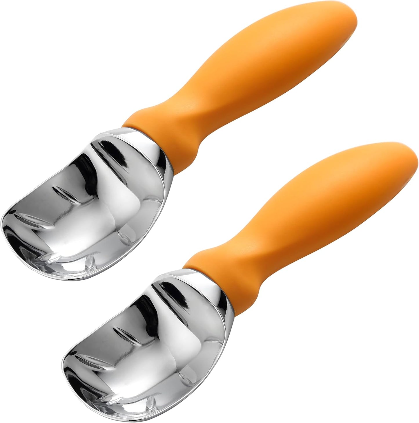 Spring Chef Metal Ice Cream Scoop - Heavy Duty Soft Grip Handle for Gelato & Sorbet | Set of 2 - Mango
