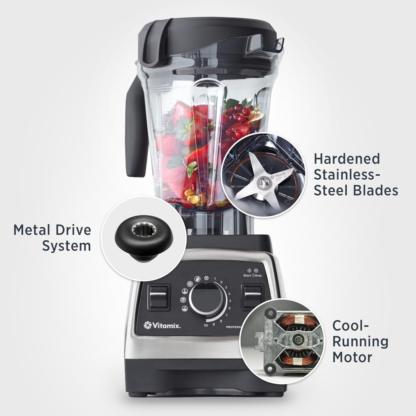 Vitamix Professional Series 750 Blender - 64 oz. Low-Profile Container, Black, Self-Cleaning, Professional-Grade