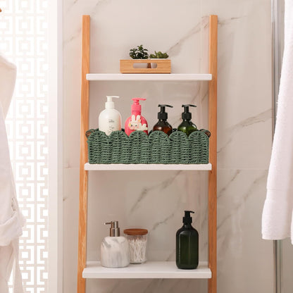 Skiennix Toilet Paper Storage Basket - Stylish Wicker Organizer for Bathroom, Kitchen, or Nursery - Green