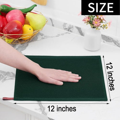 Homaxy Kitchen Dish Cloths - 100% Cotton Waffle Weave, Ultra Soft & Absorbent, 12x12 Inches, 8-Pack | Blackish Green