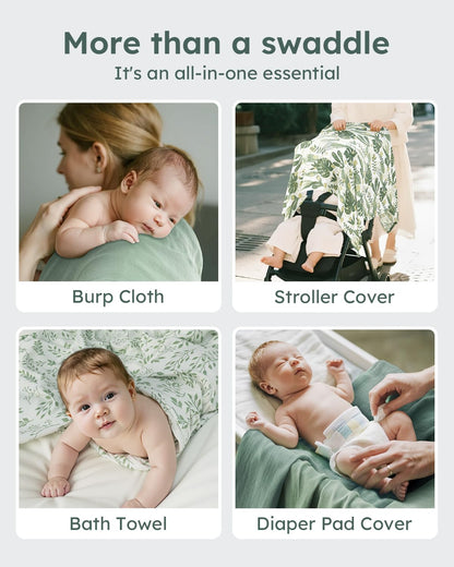 Yoofoss Organic Muslin Swaddle Blanket - Soft & Breathable 47 x 47 Inches for Newborns, Baby Boys & Girls