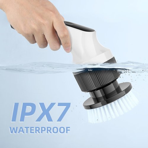 Holercoco Electric Spin Scrubber, Shower Cleaner Brush, Shower Scrubber with Long Handle 53.2inch, 2H Fast Charge, IPX7 Waterproof, Bathroom Cleaning Brush 2 Adjustable Speeds