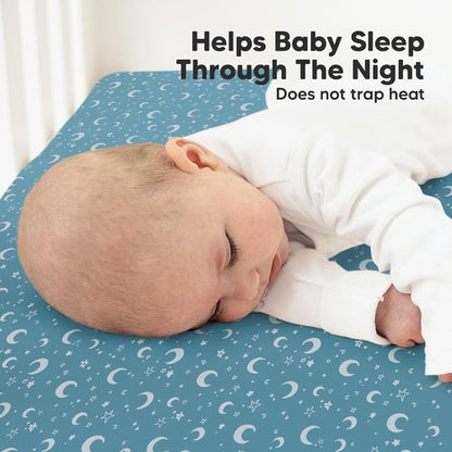KeaBabies Organic Crib Sheets - 2-Pack Fitted Jersey Cotton for Baby Bed | Soft & Cute Dragon Tale Prints, 52x28