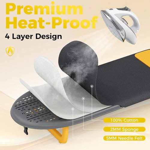 KINGBOARD Mini Ironing Board - Foldable Tabletop Design with Iron Mat for Easy Travel | 12x32 Black