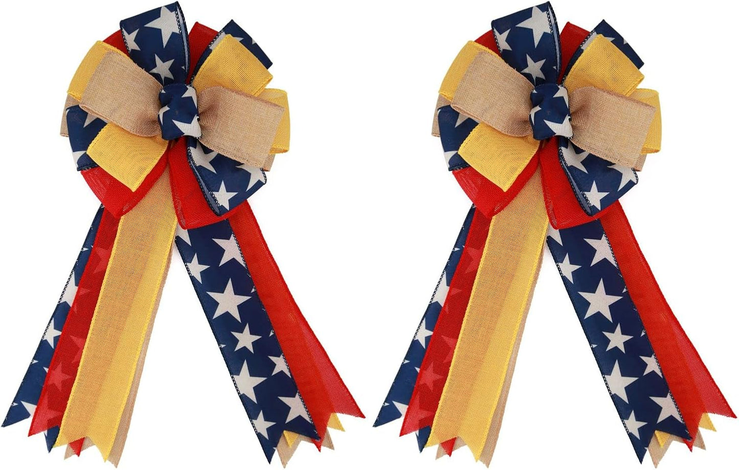 Meseey Patriotic Bow Set - Large Red & Blue Ribbon Bows for 4th of July Decorations | Holiday Wreaths