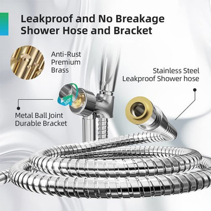 BESAQUO Shower Head,10 Functions High Pressure shower head with handheld, Built-in Pause Mode & Power Wash, Non-Clogging Nozzles High Flow Hand Held Shower Head, Leakproof 6ft Hose&Adjustable Bracket