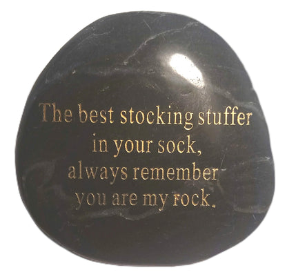 The best stocking stuffer in Your sock, always remember, you are my rock, engraved rock (Black)