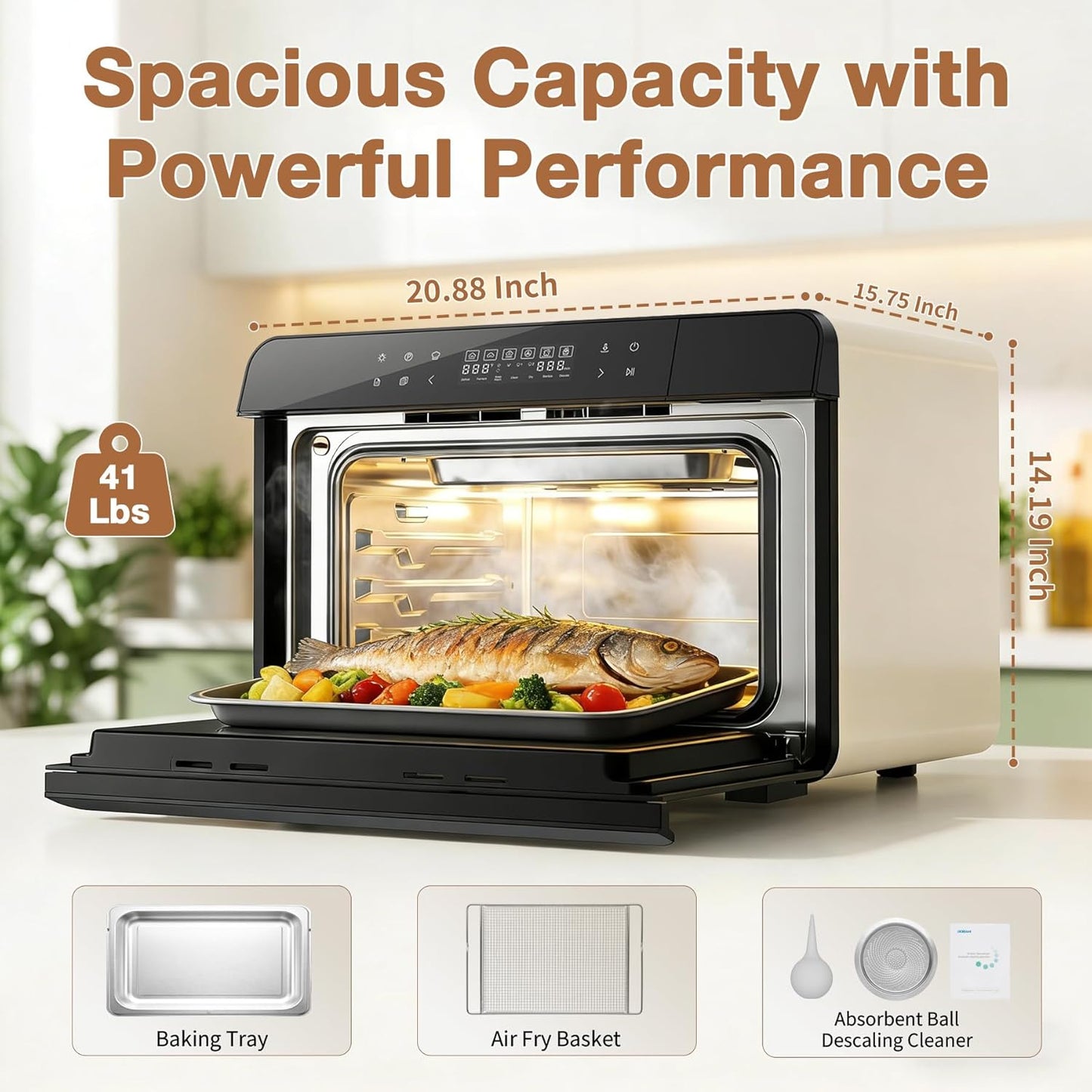 ROBAM Toaster Air Fryer Combi Oven - 20-in-1 Countertop Steam Oven with Convection & Self-Clean | White