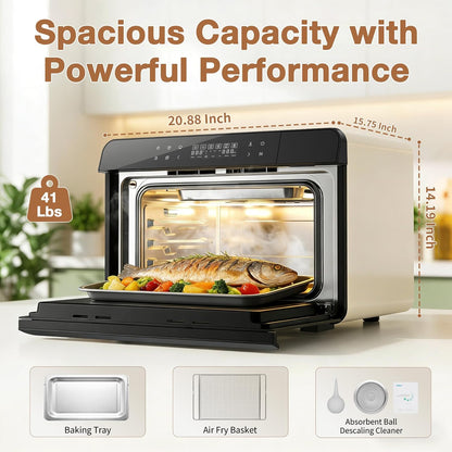 ROBAM Toaster Air Fryer Combi Oven - 20-in-1 Countertop Steam Oven with Convection & Self-Clean | White