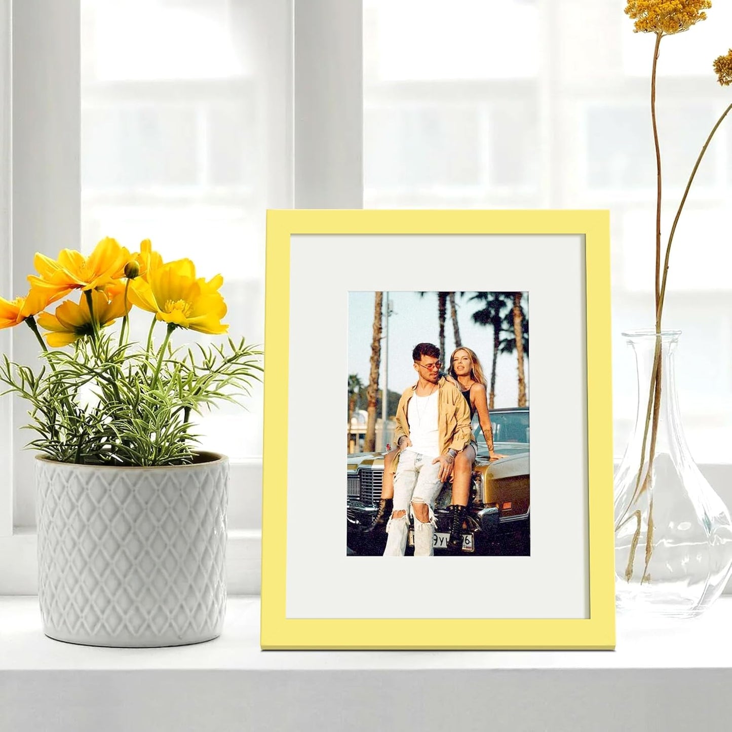 Upsimples 8x10 Picture Frame - Versatile Display for 5x7 Photos with Mat or 8x10 Without | Yellow, 1 Pack