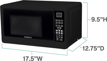 West Bend Microwave Oven - 700 Watts Compact Design with 6 Pre-Set Cooking Settings | 0.7 Cu.Ft., Black