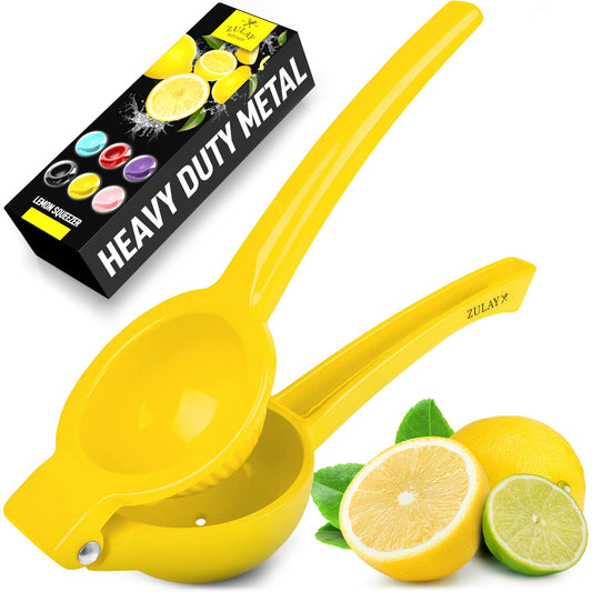 Zulay Kitchen Metal Lemon Squeezer - Handheld Lemon Juicer Squeezer - Easy to Use Citrus Juicer - Manual Press for Extracting the Most Juice Possible - Extracts Every Last Drop