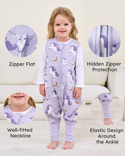 Yoofoss Toddler Sleep Sack - 100% Organic Cotton Wearable Blanket with Feet | 24-36 Months