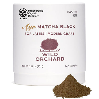 Wild Orchard Ayr Matcha Black from Jeju Island - Premium Tea - Regenerative Organic Certified - USDA Organic Matcha Tea Powder Premium Grade Farmed on Jeju Island - Roasted Black Tea Matcha for Matcha