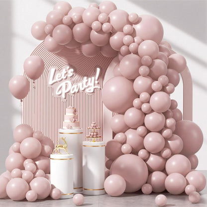 Skiennix 120pcs Dusty Pink Balloons - 5 to 18 Inch Sizes for Boho Wedding & Baby Shower Decor