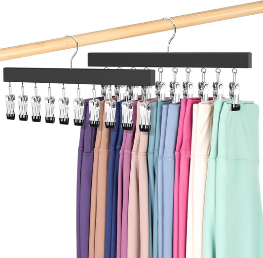 Skiennix Legging Organizer - 360° Rotating Pants Hangers with Clips for 20 Leggings & Jeans | 2-Pack