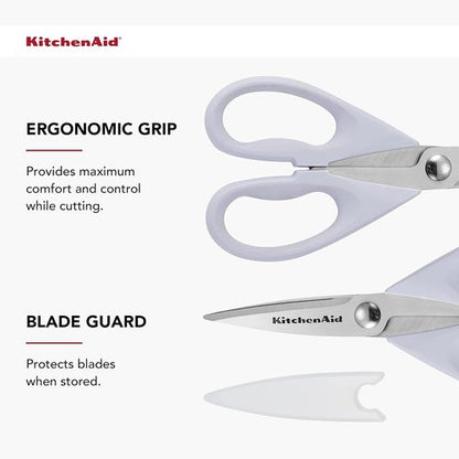 KitchenAid All-Purpose Kitchen Shears - Durable Stainless Steel Scissors with Soft Grip Handle | 8.72 Inch, Lavender Cream (Pack of 2)