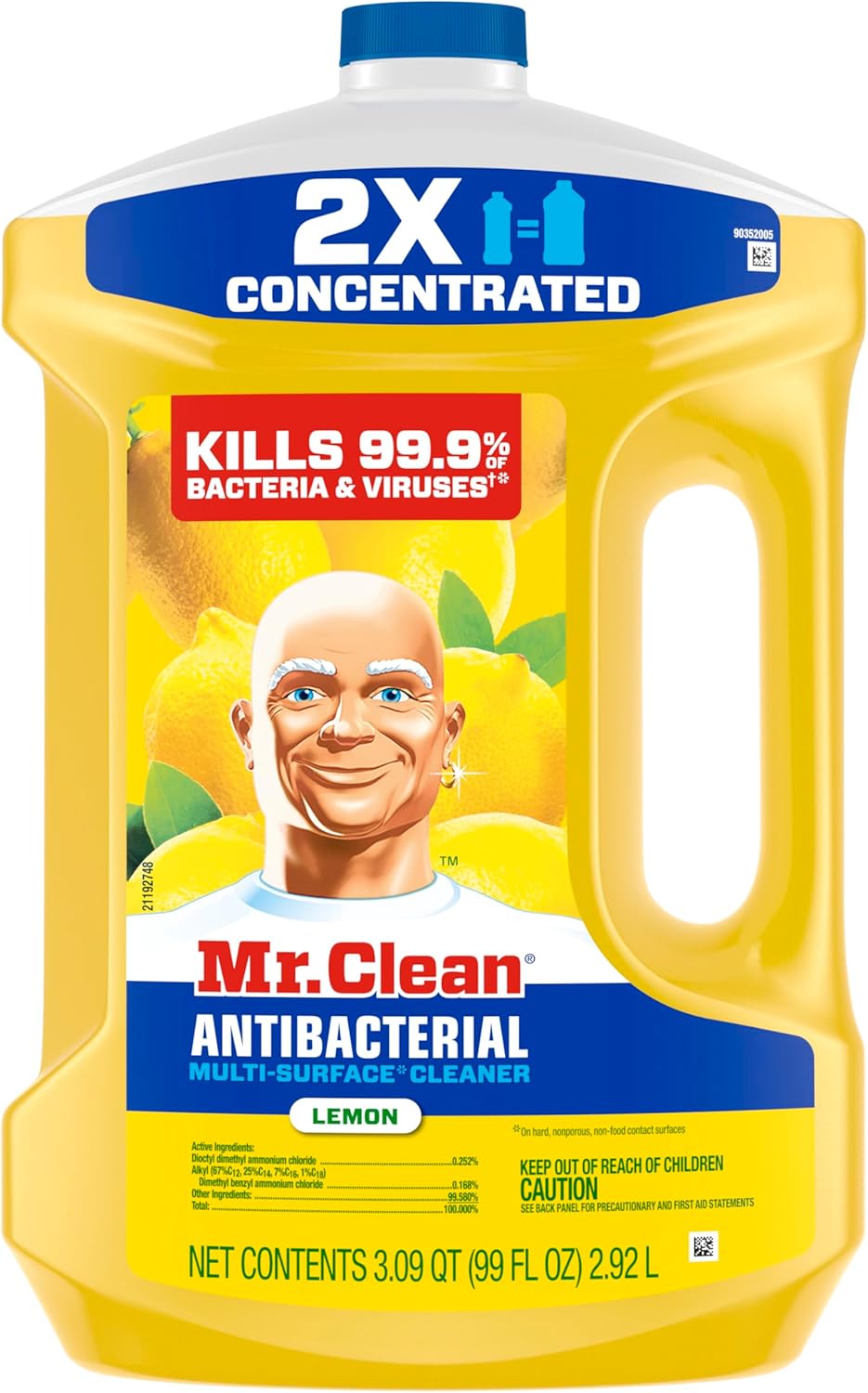 Mr. Clean Antibacterial All-Purpose Cleaner - Multi-Surface Cleaning Liquid, Lemon Scent, 99oz