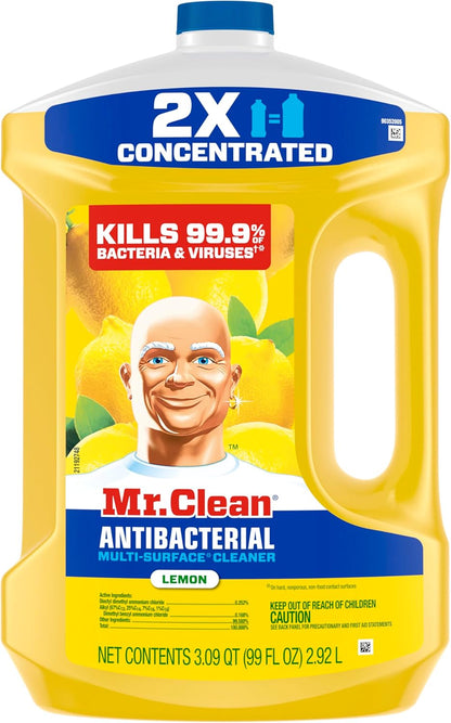 Mr. Clean Antibacterial All-Purpose Cleaner - Multi-Surface Cleaning Liquid, Lemon Scent, 99oz