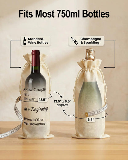 NUMIFUN Adventure Themed Reusable Wine Bag – Motivational Wine Gift Bag for New Jobs, Travel & Good Luck, Drawstring Bottle Cover for 750ml Celebratory Gifts