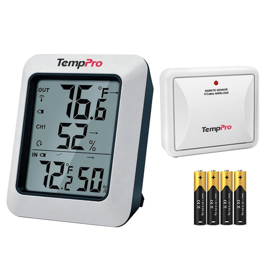 TempPro TP60 Digital Hygrometer Outdoor Thermometer Wireless Temperature and Humidity Gauge Monitor Room Thermometer with 500ft/150m Range Humidity Meter Temperature Indicators (Previously ThermoPro)