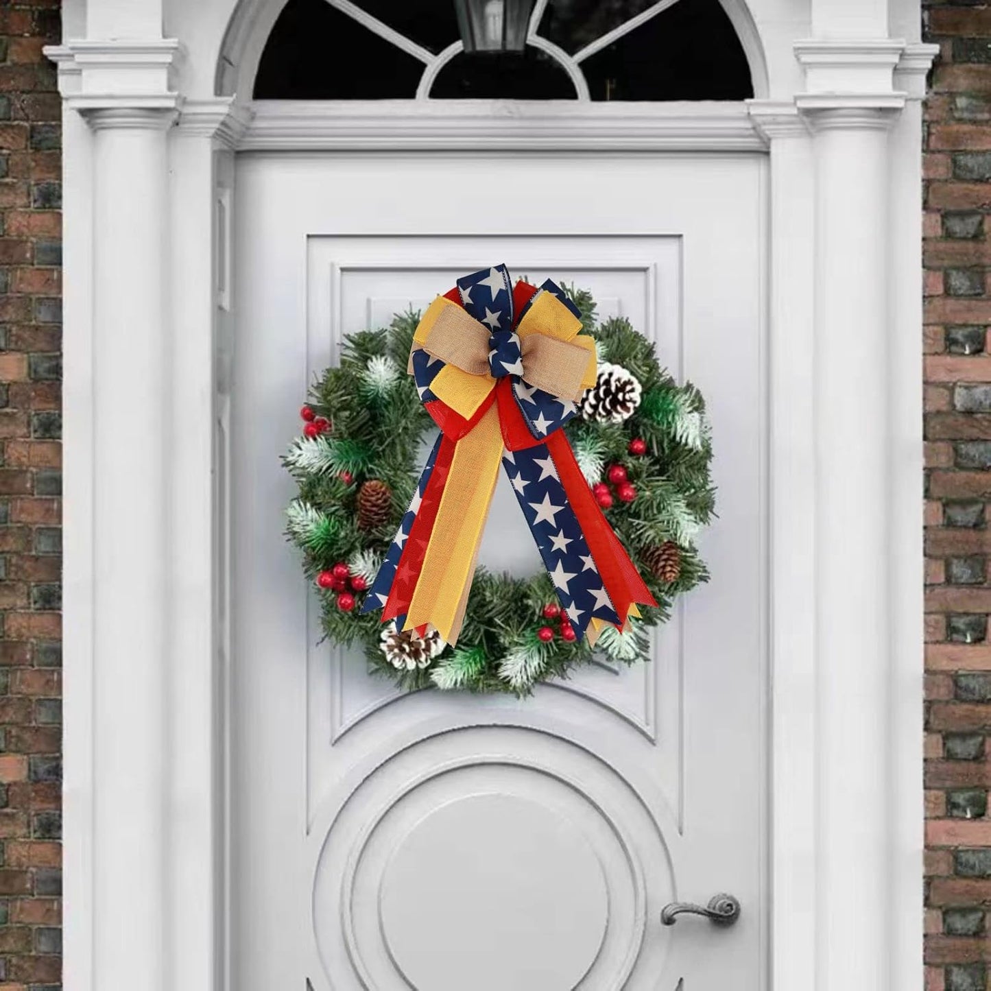 Meseey Patriotic Bow Set - Large Red & Blue Ribbon Bows for 4th of July Decorations | Holiday Wreaths