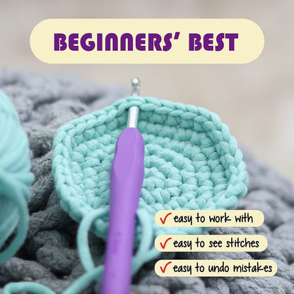 Skiennix Soft Yarn for Crocheting | Easy-to-See Stitches, 12 x 50g - 1200 Yards, Cotton-Nylon Blend